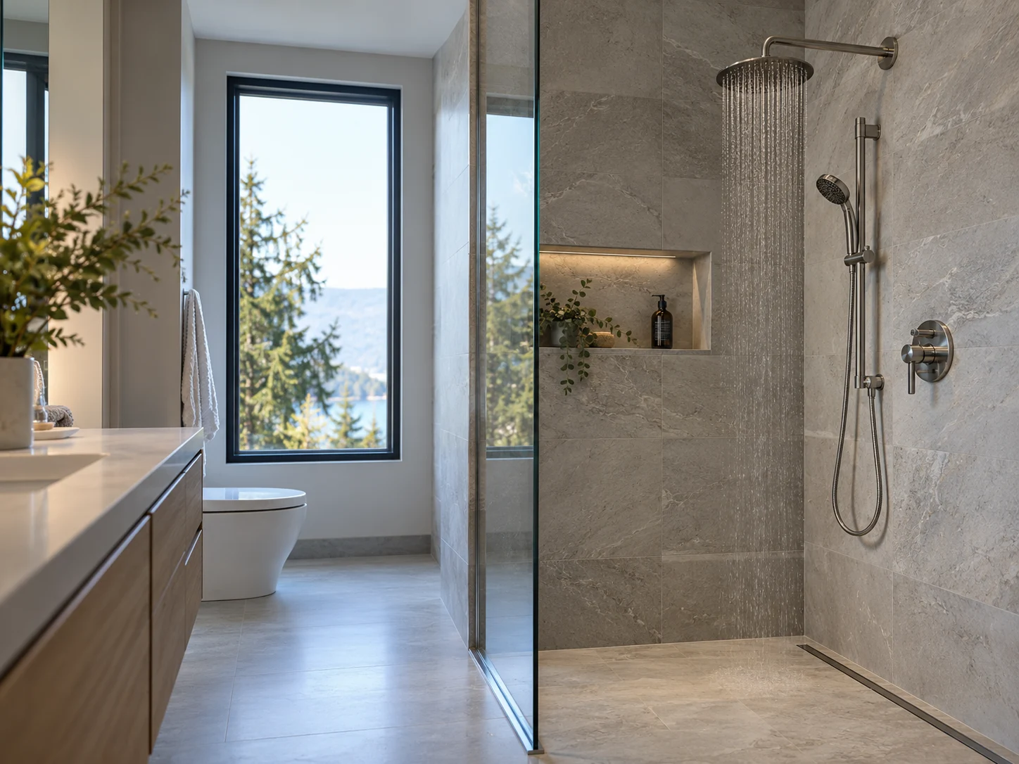 Modern bathroom fixtures in a residential interior